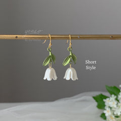 Lily of the Valley Earrings, lily flower dangle earrings, Unique Floral Earring, Gift For Her