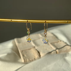 Star huggie hoops - Starburst Huggie Earrings - Glass star earrings