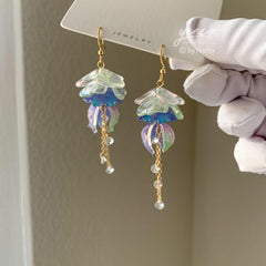 Blue Jellyfish Dangle Earrings - 3D Jellyfish drop Earrings - Unique Purple Jellyfish Earrings Dangle