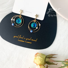 Planet earrings, Universe statement earrings, galaxy dangle earrings, unique dangle