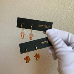 mushroom earrings - fun earrings - cute huggie earrings - gold hugggie
