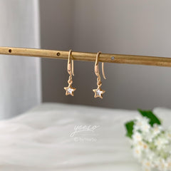 Tiny Star Ear Hooks, Starburst Earrings, Star Charm Everyday Earrings, Minimalist Hook Earrings