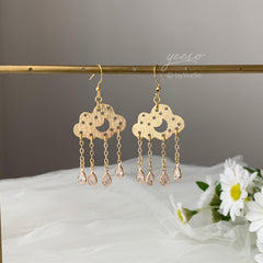 Rain Cloud Earrings Dangle, Celestial Cloud Drop Earrings, Unique Cloud Earring Dangle