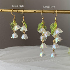 Lily of the Valley Earrings, lily flower dangle earrings, Unique Floral Earring, Gift For Her