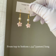 Cherry Blossom Earrings, Pink Sakura Earrings, Cute Floral Earrings