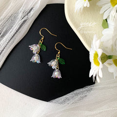 Lily of the Valley Earrings - Lily flower dangle earrings - White bell flower earrings