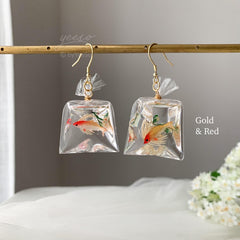 Bag of Fish Earrings, Fish in a Bag Resin Earrings, Fish Earrings, Fun Earrings, Unique Earrings