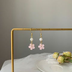 Cherry Blossom Earrings, Pink Sakura Earrings, Cute Floral Earrings