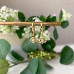 Opal Starburst Huggie Hoops, Opal Space Huggie Earrings, Opal Celestial Earrings,Opal Star Hoop Earrings
