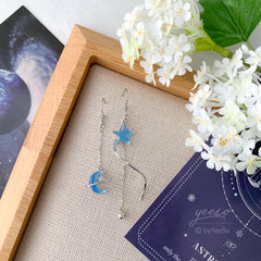 Moon Star Asymmetry Earring Dangle, Celestial Planet Earring, Universe Earring, Solar System Earring,  Saturn Earring, Novelty Gift for her