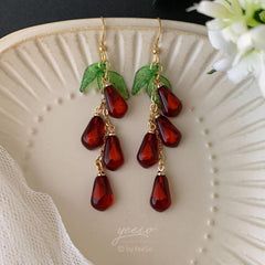 Pomegranate Dangle Earrings, Pomegranate Seed Earrings, Pomegranate persephone earrings, Unique Fruit Earrings Dangle