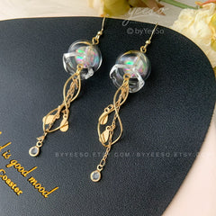 Jellyfish Dangle Earrings - Cute Blue Jellyfish Earrings Dangle - Unique Earrings - Beach vibes Earrings