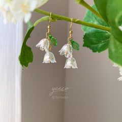 Lily of the Valley Earrings - Lily flower dangle earrings - White bell flower earrings