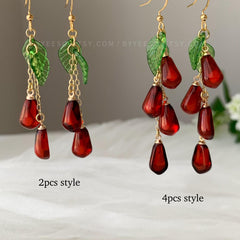 Pomegranate Dangle Earrings, Pomegranate Seed Earrings, Pomegranate persephone earrings, Unique Fruit Earrings Dangle