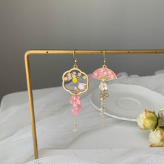 Pink Sakura Cherry Blossom Earrings - Japanese Sakura bunny Earrings - Cherry Blossom rabbit Earrings