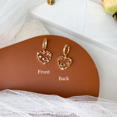 Starburst and moon Heart Shape Huggie Hoop Earrings - star and moon earrings - gold heart huggie hoops