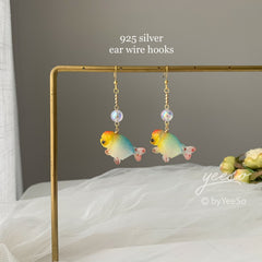 Goldfish and Bubble Dangle Earrings - fish earrings - Unique Dangle
