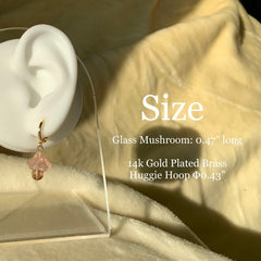 mushroom earrings - fun earrings - cute huggie earrings - gold hugggie