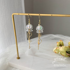 Jellyfish Dangle Earrings - Cute Blue Jellyfish Earrings Dangle - Unique Earrings - Beach vibes Earrings