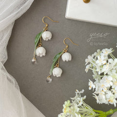 Lily of the Valley Earrings - lily flower dangle earrings - Unique Dangle