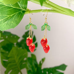 Unique Strawberry Earrings, Double Strawberry Earrings, Unique Fruit Earrings Gift