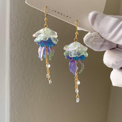 Blue Jellyfish Dangle Earrings - 3D Jellyfish drop Earrings - Unique Purple Jellyfish Earrings Dangle
