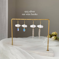 Asymmetry Rain Cloud Earrings Dangle - Fun white Cloud long drop earrings