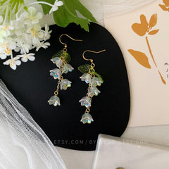 Lily of the Valley Earrings, lily flower dangle earrings, Unique Floral Earring, Gift For Her