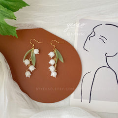 Lily of the Valley Earrings - lily flower dangle earrings - Unique Gift For Her