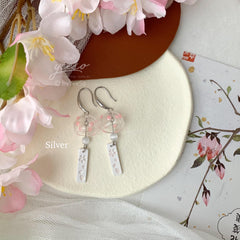 Cherry Blossom Wind Chime Earrings Dangle - Japanese Wind Chime - Wind Bell Earrings - Japanese PinkSakura Earrings - unique dangle