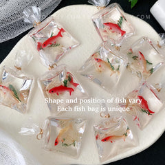 Bag of Fish Earrings, Fish in a Bag Resin Earrings, Fish Earrings, Fun Earrings, Unique Earrings