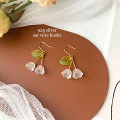 Lily of the Valley Earrings - lily flower dangle earrings - white bell flower earrings