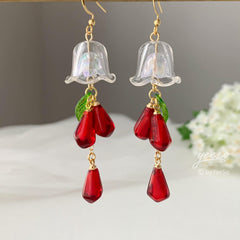 Lily of the Valley Wind Chime Earrings, Raspberry Wind Chime Earrings, Japanese Wind Chime, Wind Bell Earrings, Fruit Wind Chime