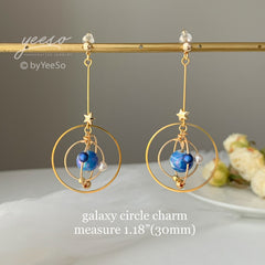 Planet earrings - Universe statement earrings - galaxy dangle earrings - unique dangle
