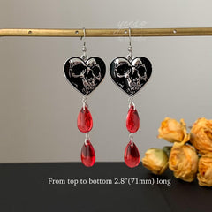 Skull Halloween Earrings, Blood Ghost Earrings, Unique Halloween Earrings Dangle