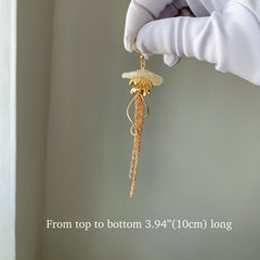Gold Jellyfish Dangle Earrings - Handmade Jellyfish Earrings Dangle - Unique Earrings - Beach vibes Earrings